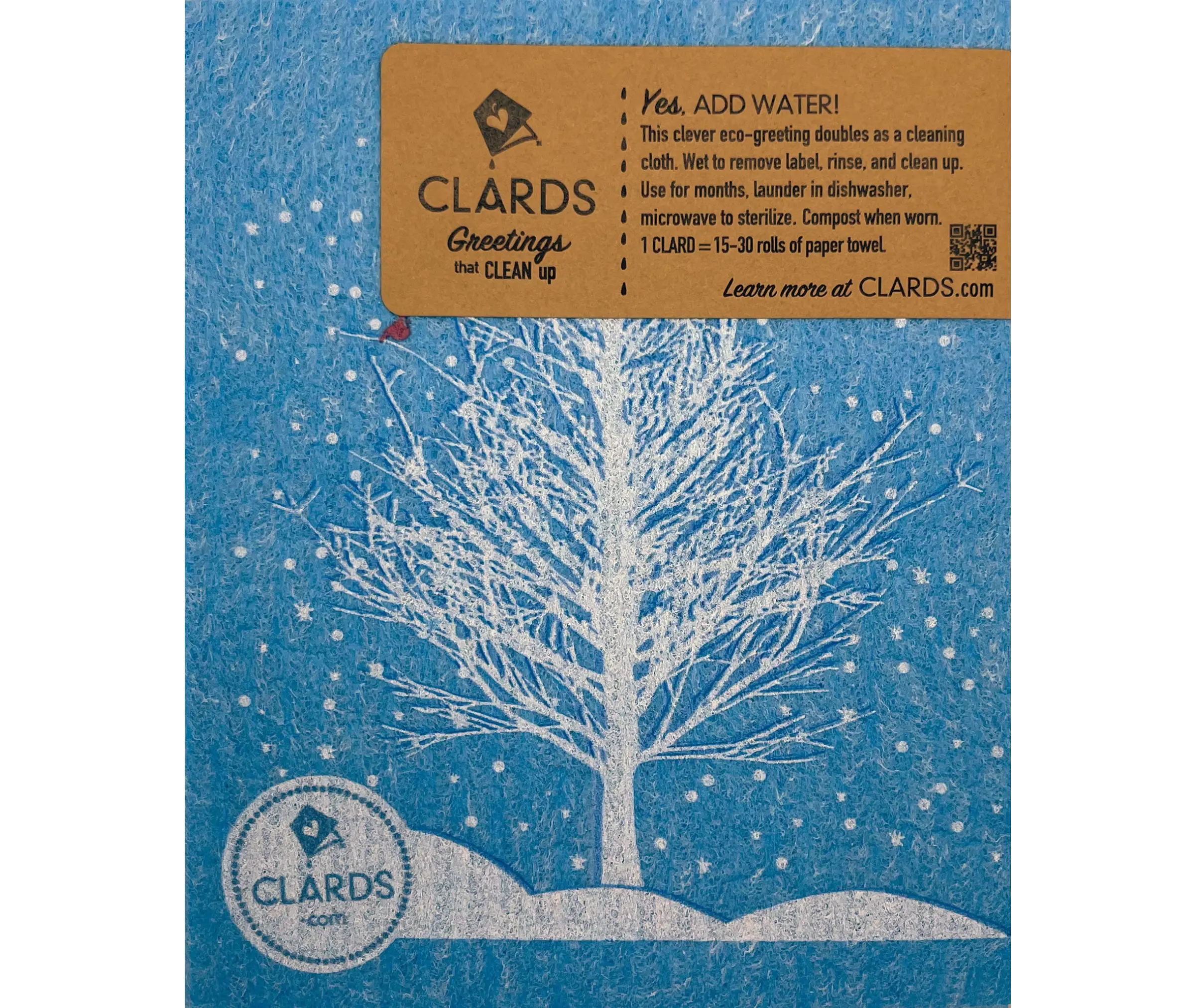 Snowy Red Cardinal Clards—Greetings that Clean Up