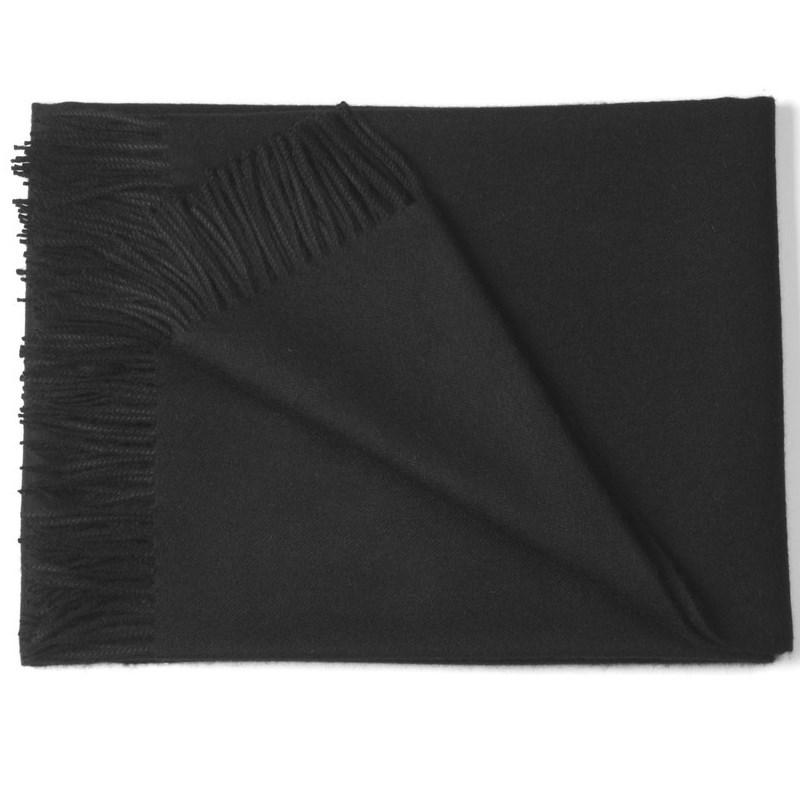 Black scarf with fringes on a white background