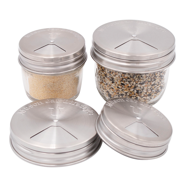 Spice Shaker Stainless Steel Lids for Mason Jars 4 Pack