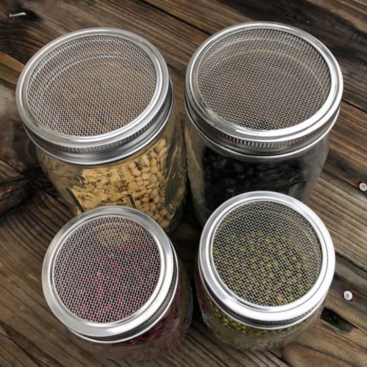 Sproutman stainless steel mesh sprouting lid designed to fit wide-mouth jars