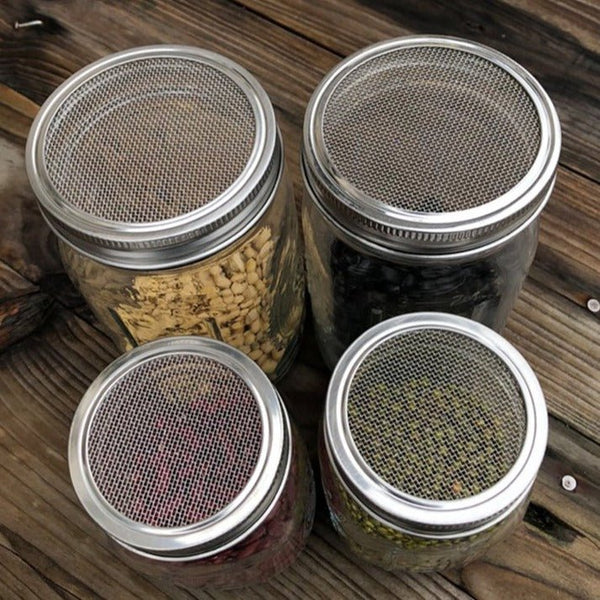 Sproutman stainless steel mesh sprouting lid designed to fit wide-mouth jars