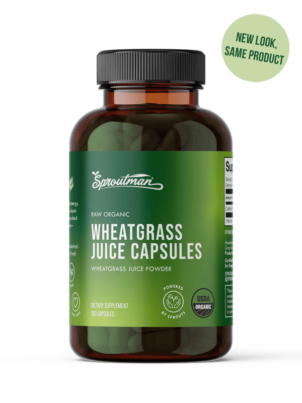 Sproutman Organic Wheatgrass Juice Capsules product packaging