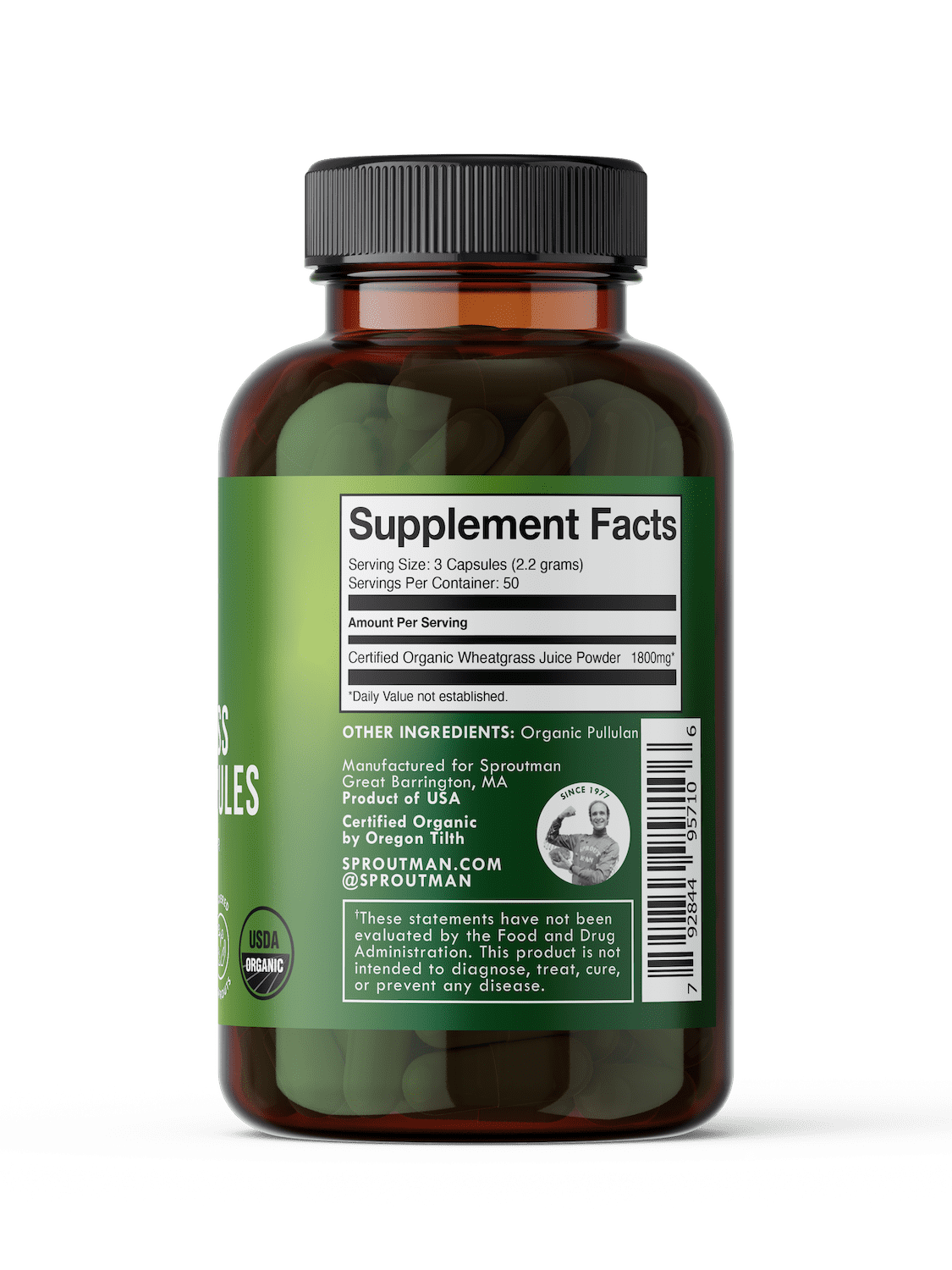Sproutman Organic Wheatgrass Juice Capsules, product image