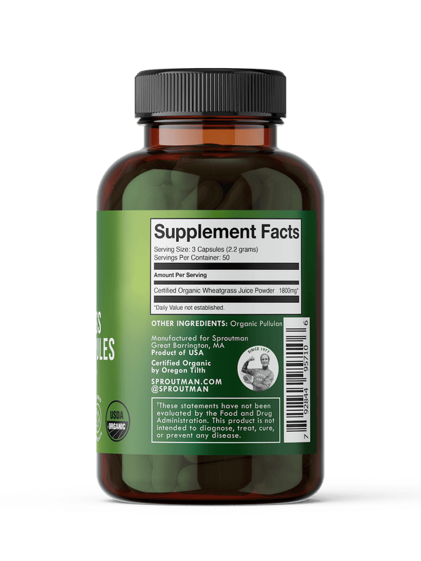 Sproutman Organic Wheatgrass Juice Capsules, product image