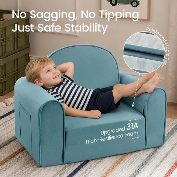 Tiny Land® GentleSnug Kids Sofa Chair - Fold-Out Toddler Lounger