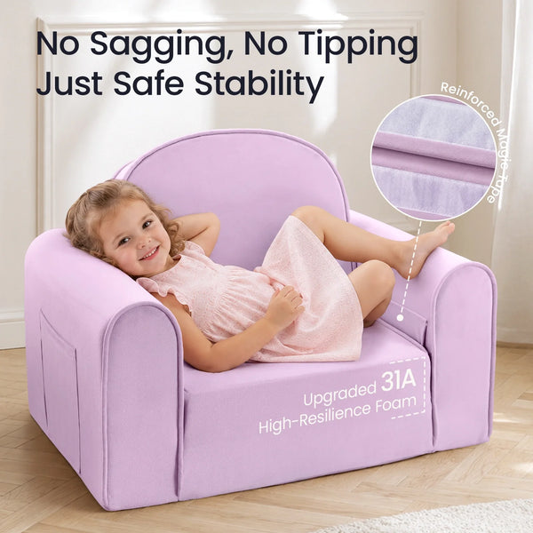 Tiny Land® GentleSnug Kids Sofa Chair - Fold-Out Toddler Lounger