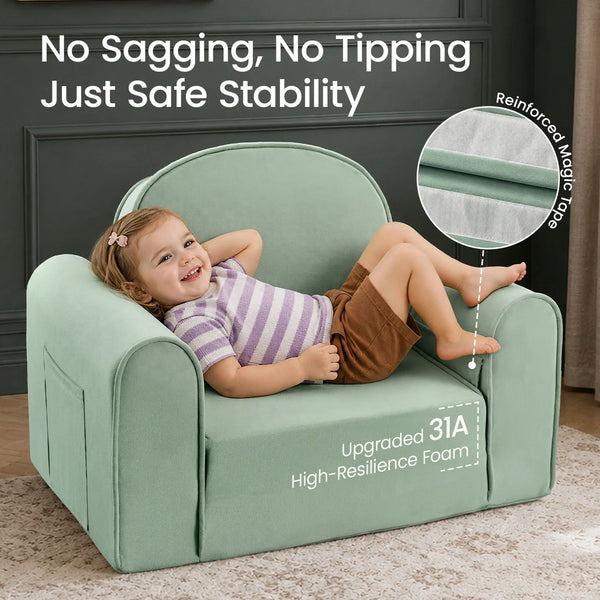 Tiny Land® GentleSnug Kids Sofa Chair - Fold-Out Toddler Lounger