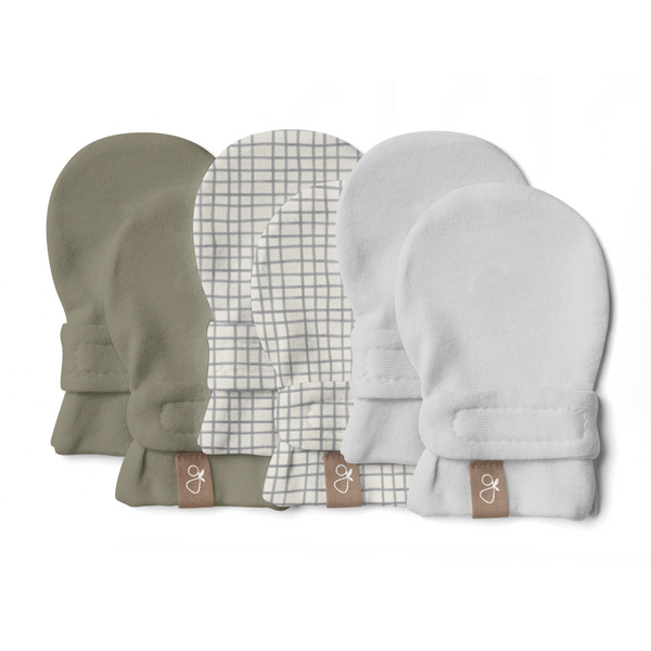 goumikids Stay On Baby Mitts 3-Pack | Artichoke, Gridlock & Desert Mist