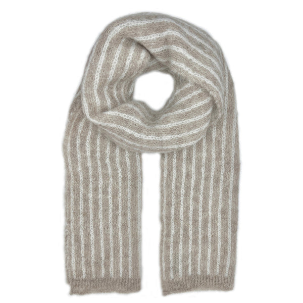 Striped alpaca scarf on a white background