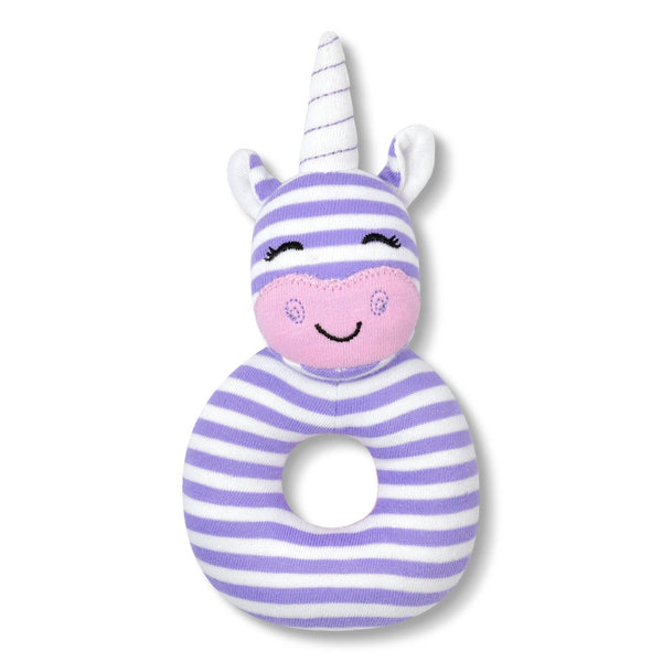 Cupcake the Unicorn organic cotton teething rattle for babies
