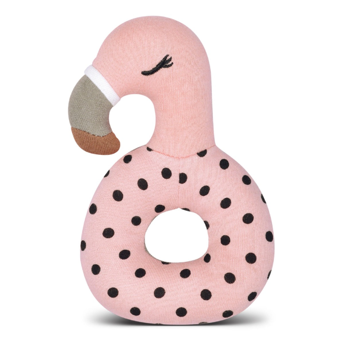 Franny Flamingo organic cotton teething rattle by Apple Park & Organic Farm Buddies