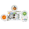 elseware finger paint containers with colorful labels on a white background