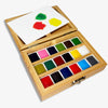 Eco-friendly watercolor set with 18 pans in a water-resistant bamboo box by elseware unplug