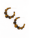 Fair Anita tiger eye hoop earrings flat lay, nickel-free natural stone jewellery