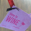 Time to Wine Red Swedish Dishcloth laid flat — bold red design, 8 x 6¾ inch reusable cleaning cloth for kitchen use
