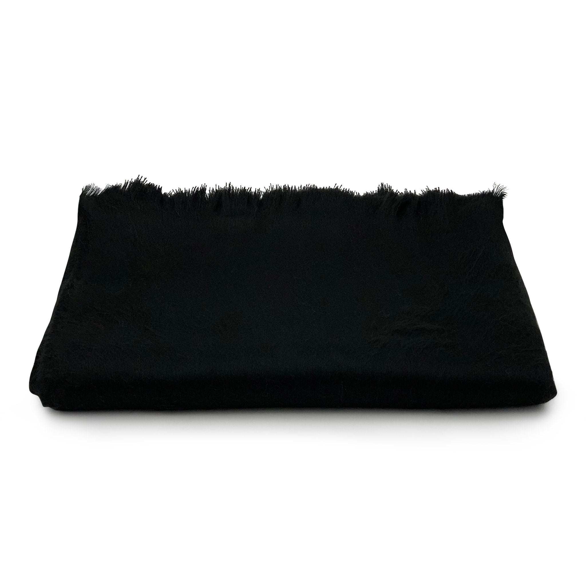 Black fur blanket on a white background