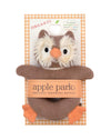 Apple Park Soft Teething Rattle in the owl design, an organic cotton baby rattle