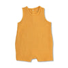 Apple Park organic muslin sleeveless coverall in mustard for babies