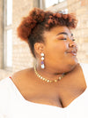 Trendy teal floral drop earrings by Fair Anita — nickel-free and fair trade made