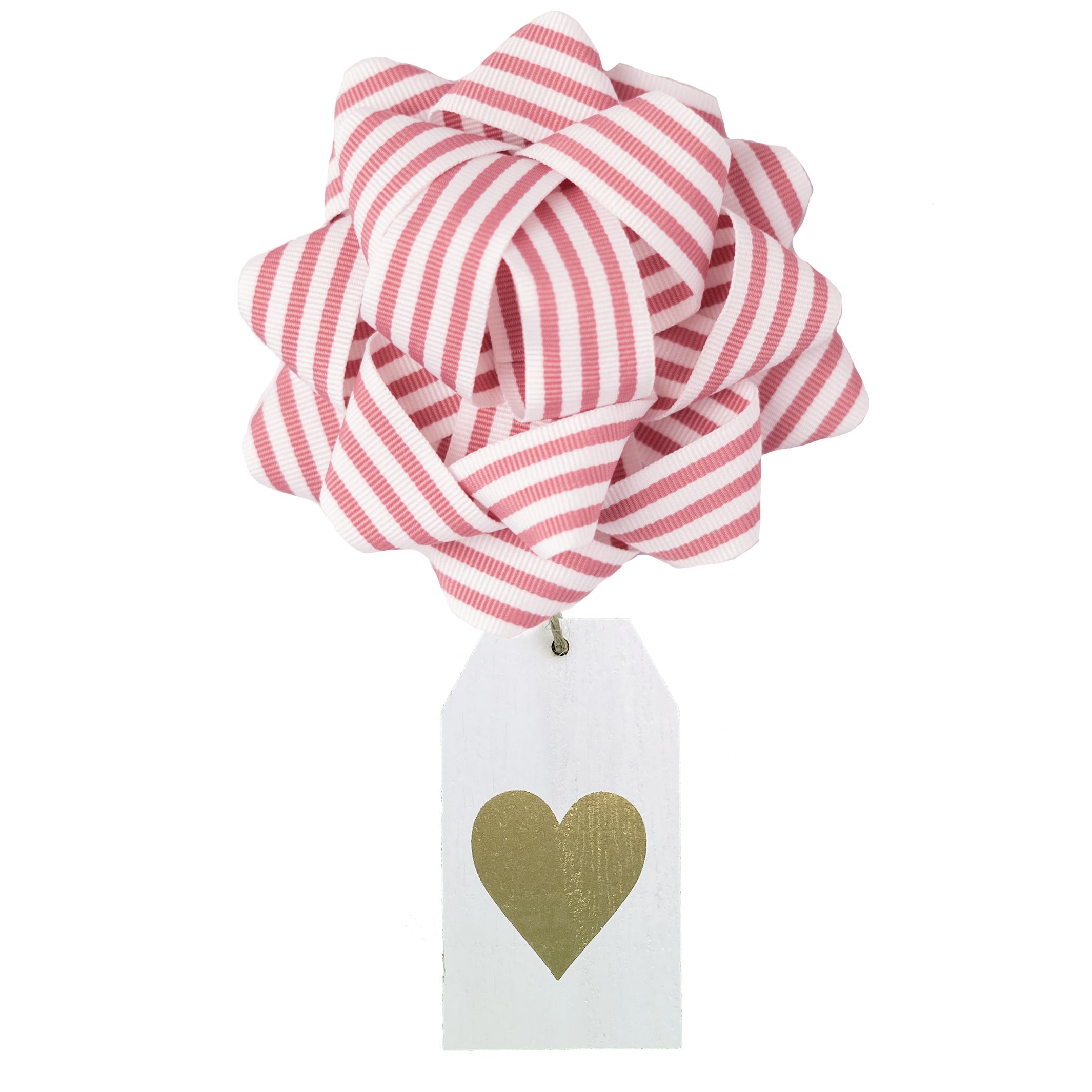 Pink heart wooden gift tag charm by EverWrap for sustainable gift wrapping