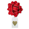 Red heart wooden gift tag charm by EverWrap for eco-friendly gift presentation