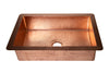 33" Drop-in Single Well Plain Hammered Copper Kitchen Sink