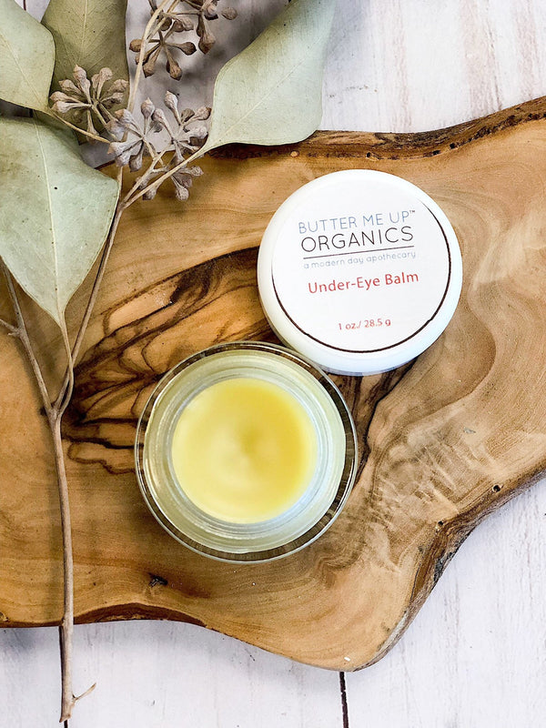 Close-up of organic under eye balm with coffee and plant oils for fine lines and under eye bags