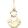 Raffia fringe statement necklace on brass-plated recycled metal chain by Fair Anita