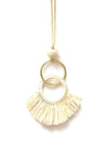 Eco-friendly raffia fringe necklace — natural boho jewellery gift under $20
