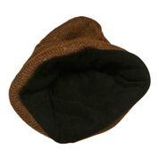 Brown and black beanie hat on a white background