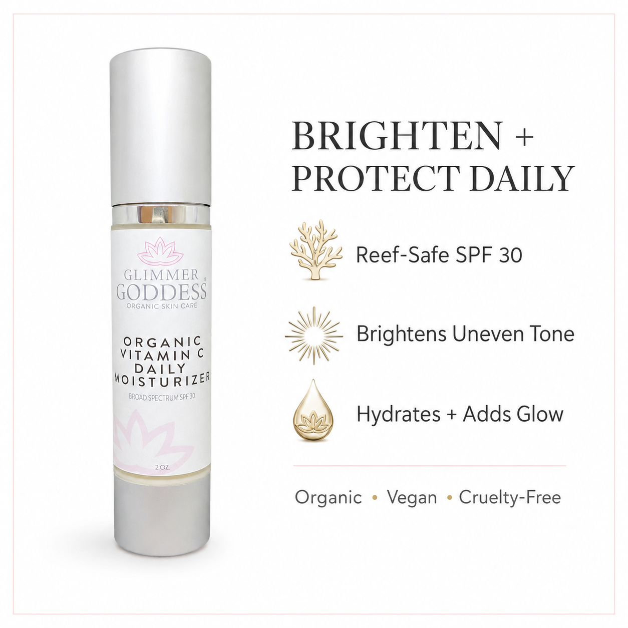 Organic Vitamin C Face Cream SPF 30 – Reef-Safe Brightening Moisturizer