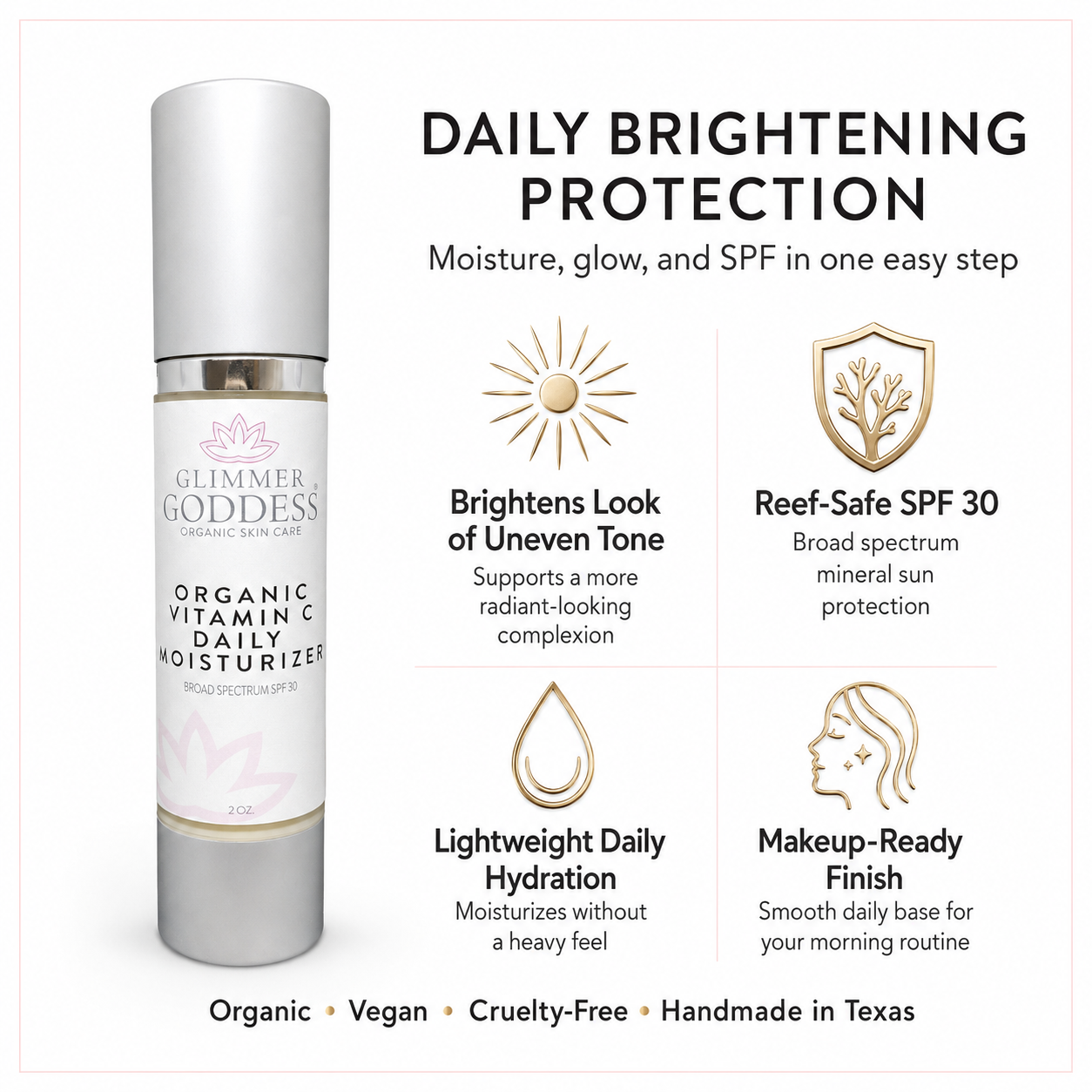 Organic Vitamin C Face Cream SPF 30 – Reef-Safe Brightening Moisturizer