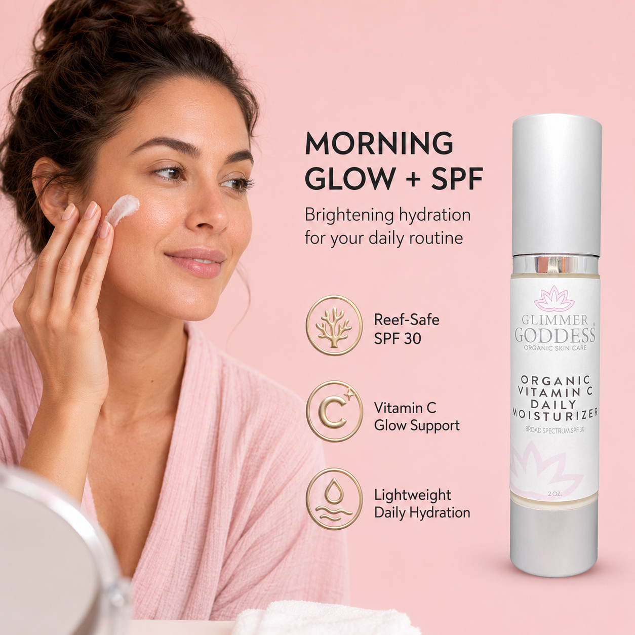Organic Vitamin C Face Cream SPF 30 – Reef-Safe Brightening Moisturizer