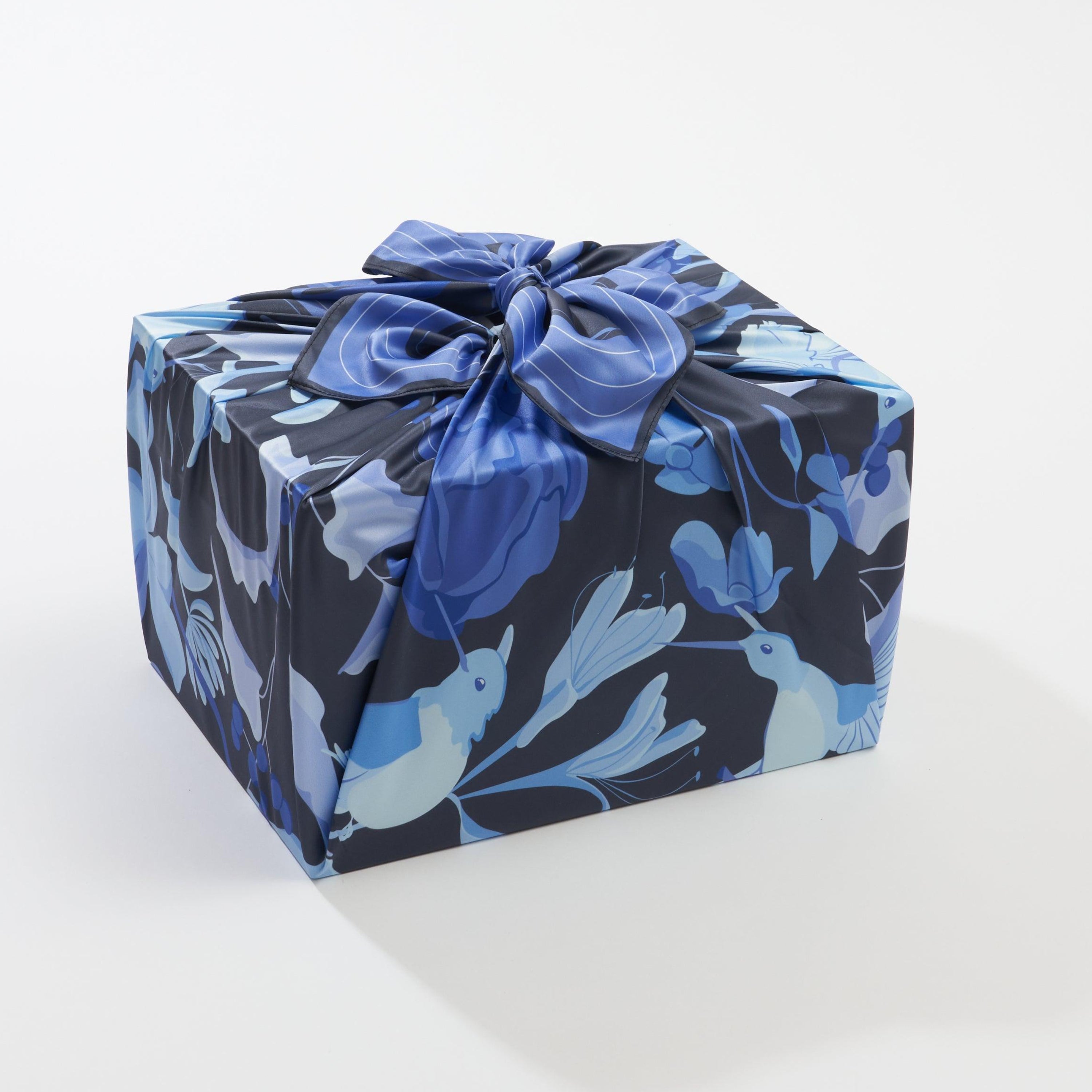 Close-up of Danni Ha's Vibrance furoshiki wrap design showing colourful free-flowing nature-inspired patterns