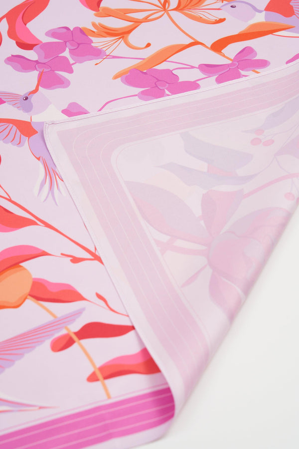 Colorful fabric with floral pattern on a white background