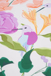 Colorful illustration of a hummingbird and flowers on a white background