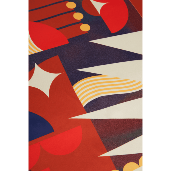 Vision mulberry silk furoshiki wrap draped to show fabric texture and satin finish with Essery Waller artwork