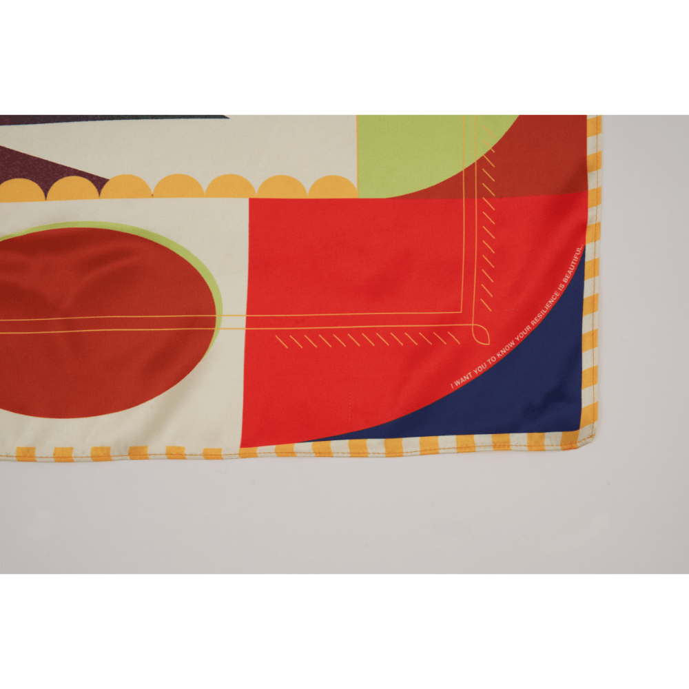 Colorful geometric patterned fabric on a white background