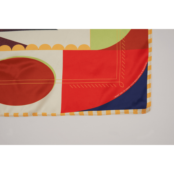 Colorful geometric patterned fabric on a white background