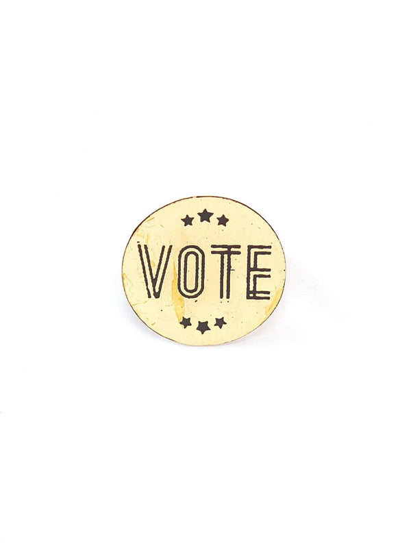 Brass vote pin with pin back closure – 1 inch recycled brass accessory by Fair Anita