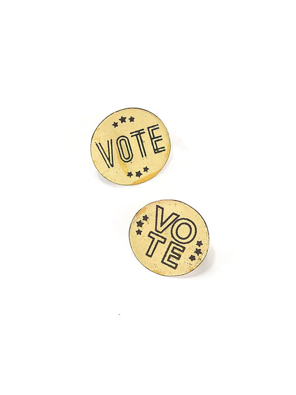 Recycled brass vote pin handcrafted by women artisans in India – Fair Anita
