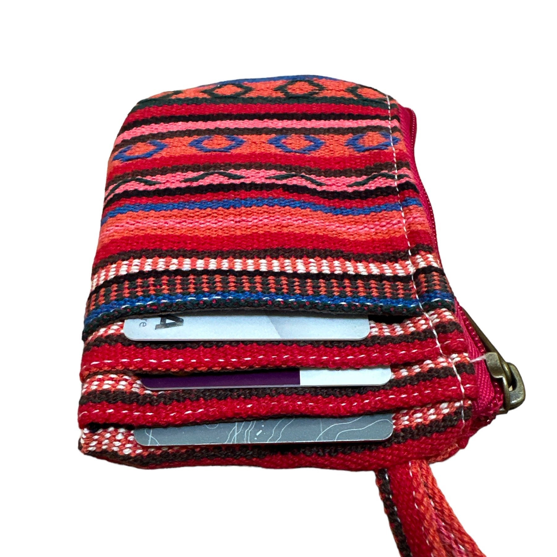 Handmade recycled rice bag wallet from Rice Love displayed open
