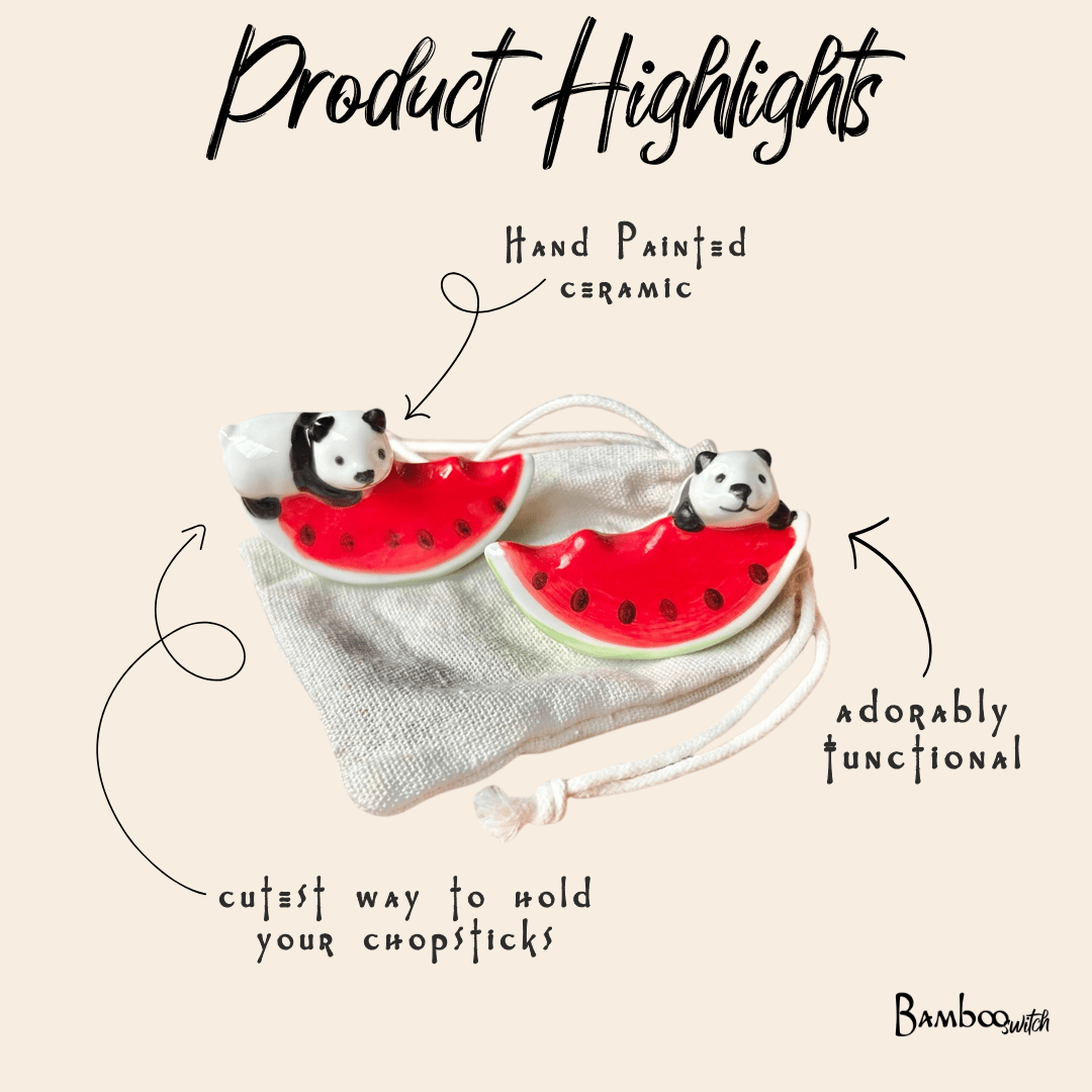 Panda & Watermelon Chopstick Rest product photo on white background