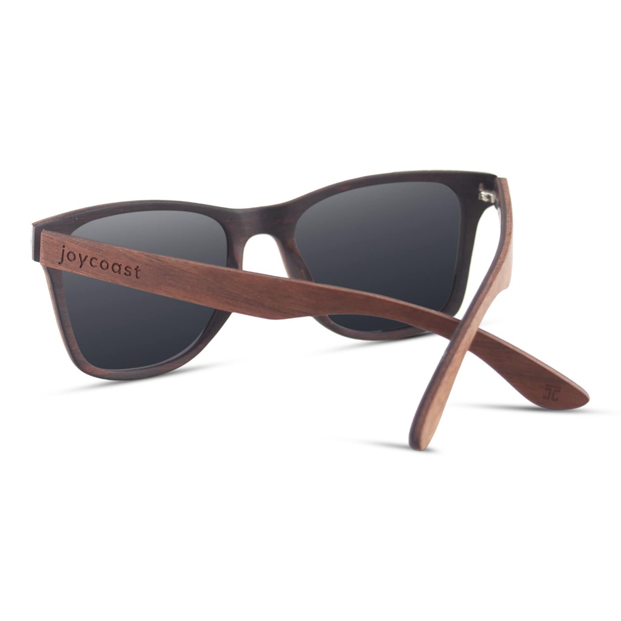 Faded Wayfinder unisex wooden sunglasses by Joycoast – side profile showing temple and gradient fade