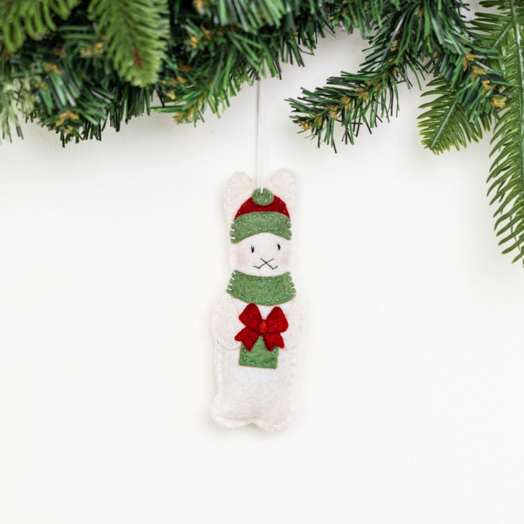 Whimsical Felt Bunny Ornament