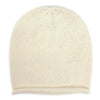 White knit beanie on a white background