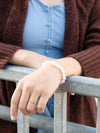 Fair trade white agate bead bracelet handmade in India by Fair Anita