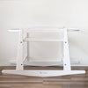 Plum+Sparrow white rocking Moses bassinet stand in pine wood with brake, front view