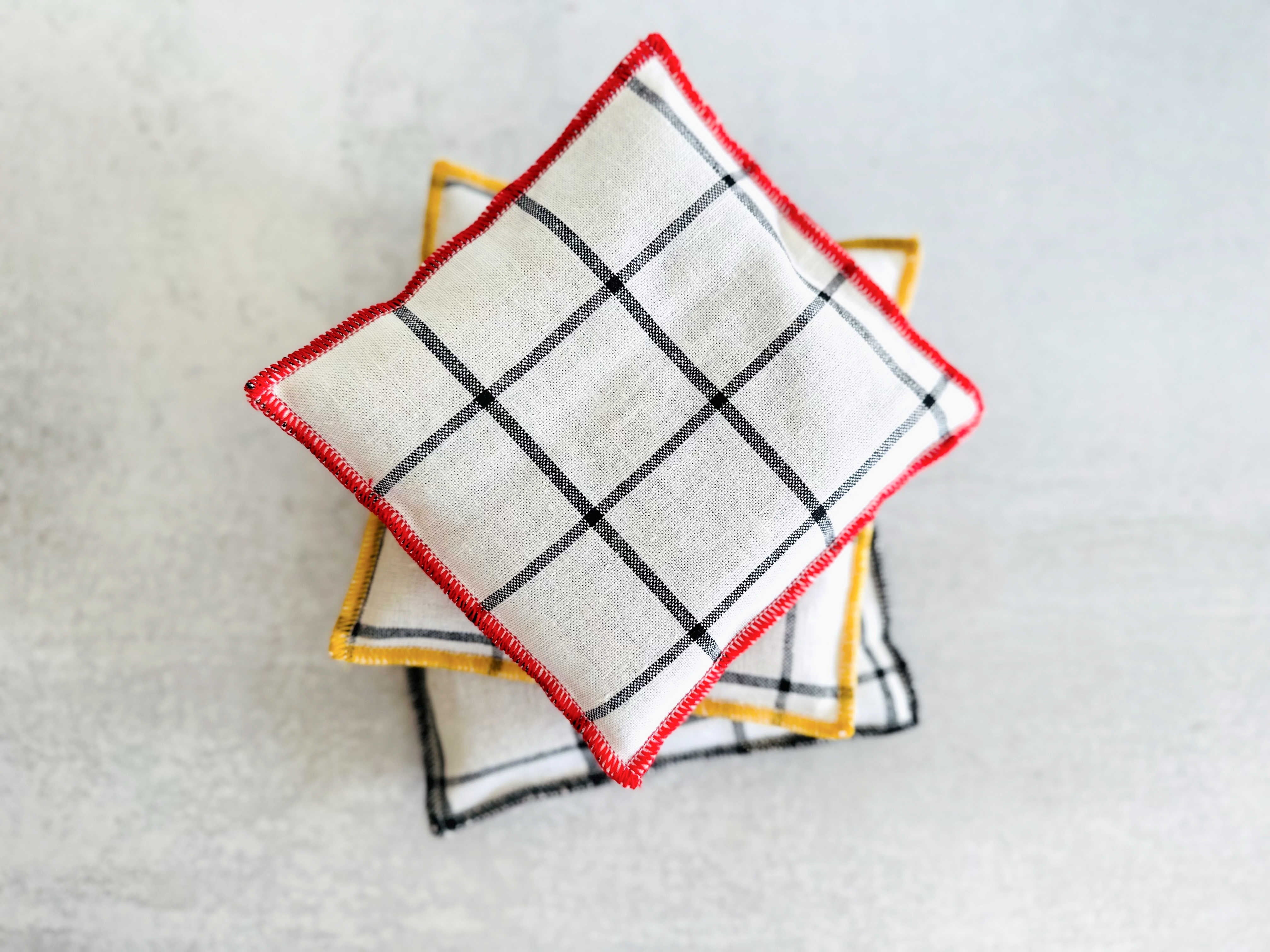 Set of windowpane linen lavender sachets in assorted colors