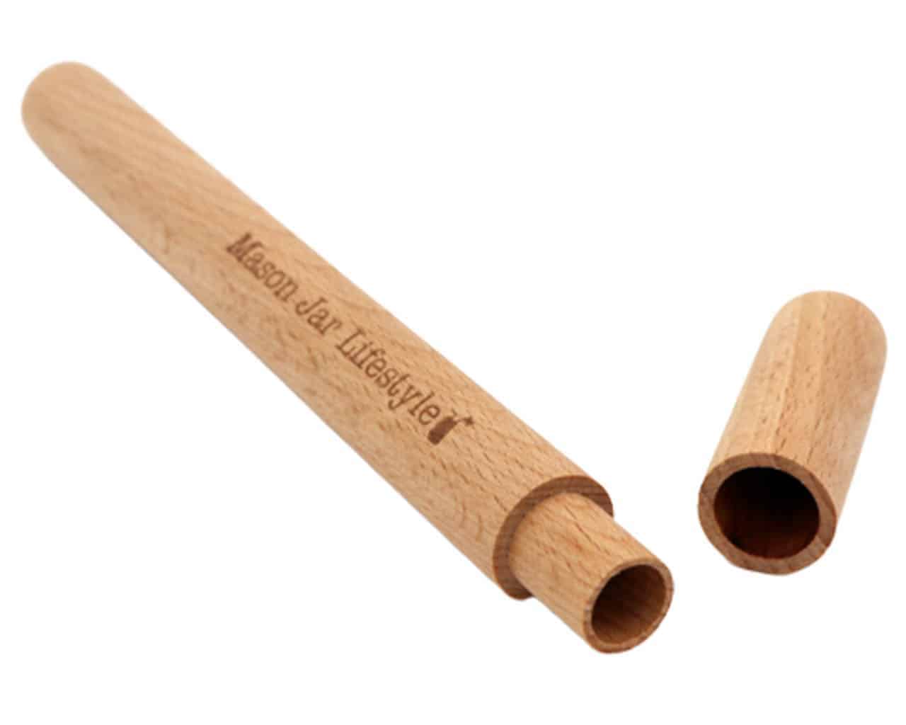 Two wooden mason jar lids with 'Mason Jar Lifestyle' branding on a white background.